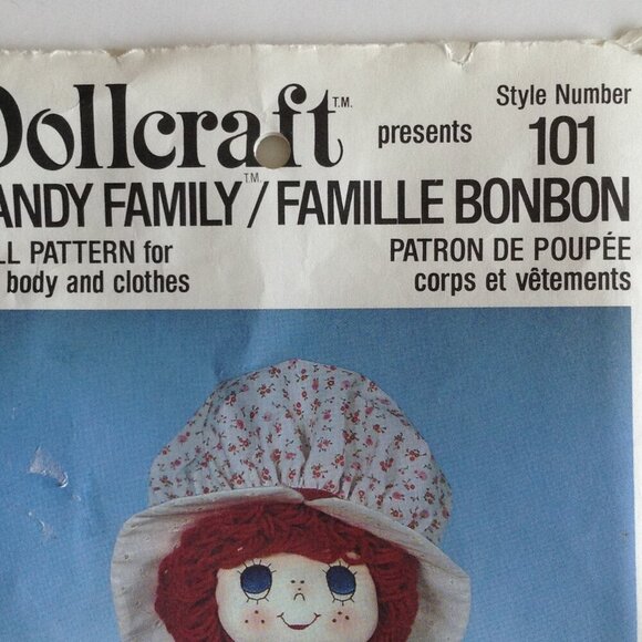 Dollcraft Uncut Pattern # 101 Vintage 1982 Candy Family Cinnamon Suzie Rag Doll - Picture 3 of 7